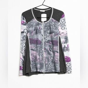 BONITA XL Floral Unisex Mixed Media Burnout Jacket Zip Up